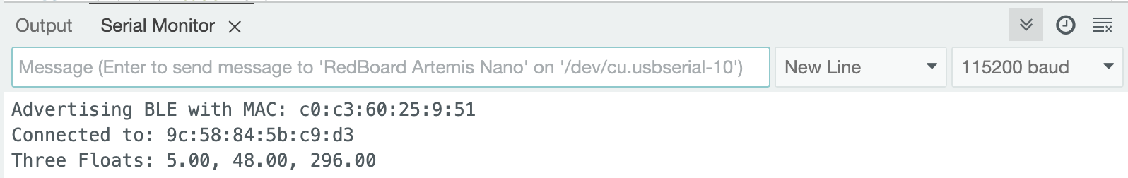 Send Three Floats Arduino